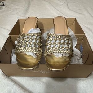 JustFab Gold Woven Mules